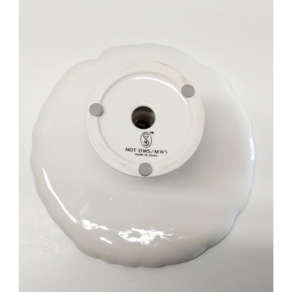 VTG Blue White Flower Pedestal Dish NOT DWS/MWS 7" Boho Spring Summer Serveware - Picture 13 of 13